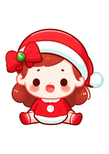Bebê Menina Sentada com Roupa de Natal PNG