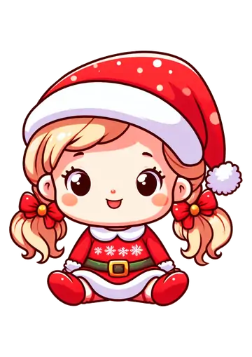 Bebê Menina Loira com Roupa de Natal PNG