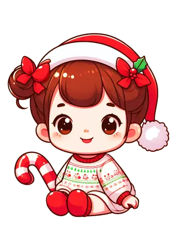 Bebê Menina com Suéter de Natal PNG
