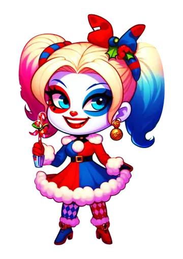 Arlequina com Roupa de Natal PNG