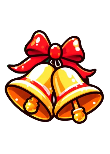 Sinos de Natal Dourados com Laço Vermelho PNG