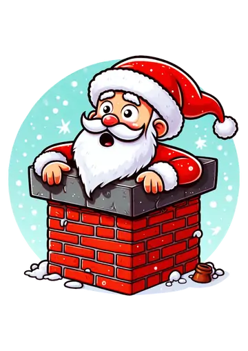 Papai Noel Saindo da Chaminé PNG