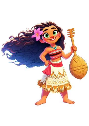 Moana com Remo e Cabelo ao Vento PNG