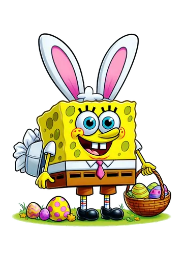 Bob Esponja Coelhinho da Páscoa com Ovos PNG