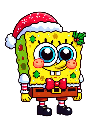 Bob Esponja com Chapeu de Natal PNG