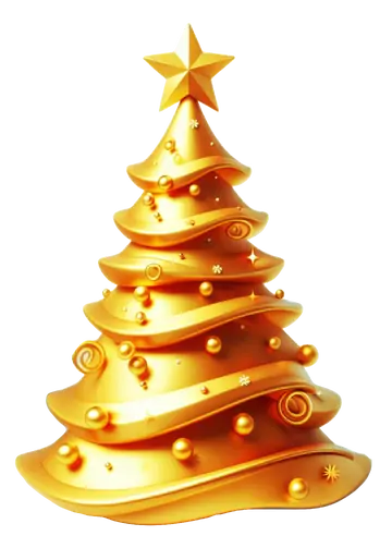 Árvore de Natal Dourada 3D PNG