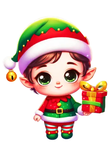 Elfinho Menino com Presente de Natal PNG