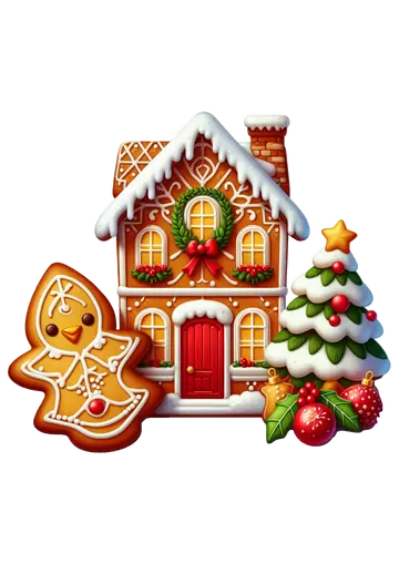 Casa de Biscoito com Biscoito de Pássaro PNG