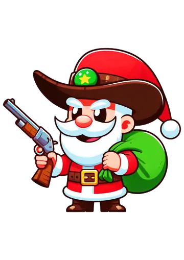 Papai Noel Cowboy com Espingarda PNG