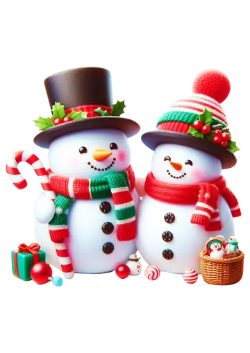 Dois Bonecos de Neve Abraçados PNG