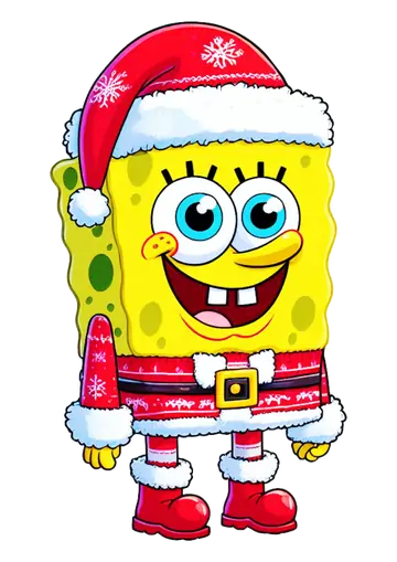 Bob Esponja Vestido de Papai Noel PNG
