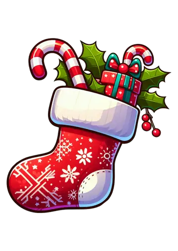 Meia de Natal com Presentes e Bengala Doce PNG