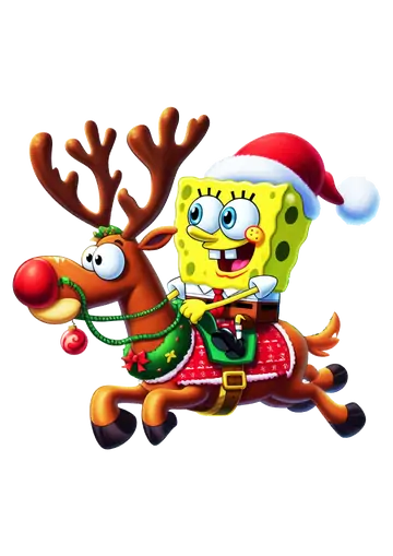 Bob Esponja Cavalgando Rena com Enfeites PNG