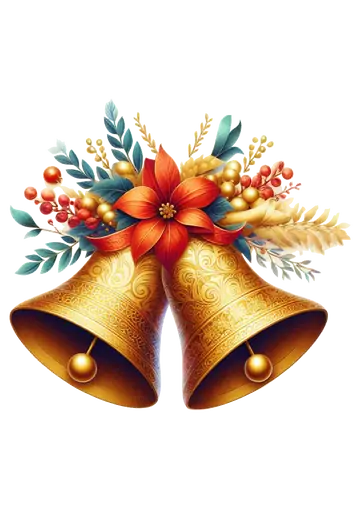 Sinos Dourados com Flor de Natal PNG