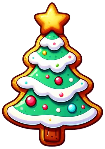 Biscoito Árvore de Natal Decorado PNG