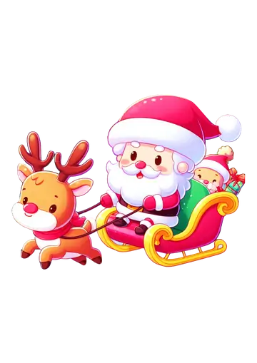 Papai Noel no Trenó com Rena PNG