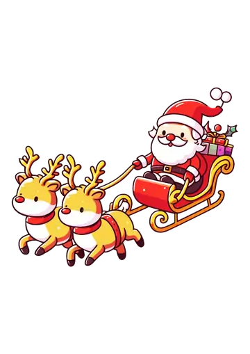 Papai Noel Guiando Trenó com Renas PNG