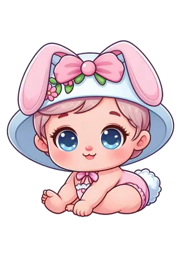 Bebê Recém-Nascido com Chapéu de Coelhinho PNG