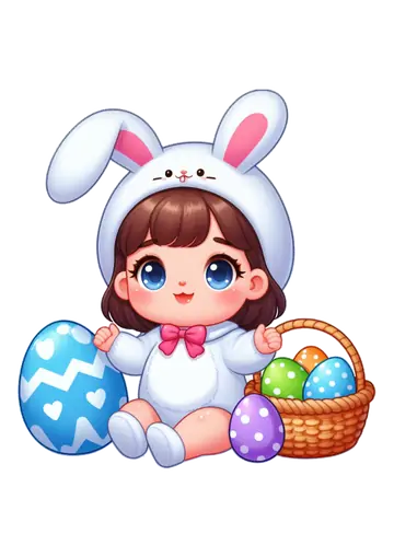 Menina Fantasia de Coelhinho da Páscoa PNG