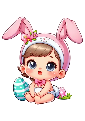 Bebê Fofinha com Orelhas de Coelhinho PNG