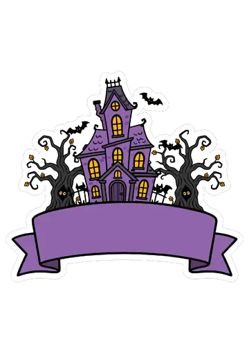 Casa Assombrada de Halloween com Faixa PNG