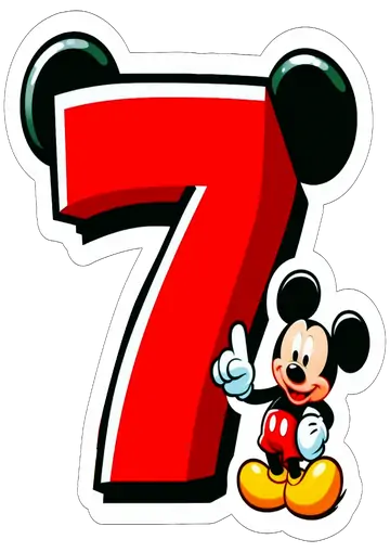 Numero 7 Estilo Mickey Mouse Aniversario PNG