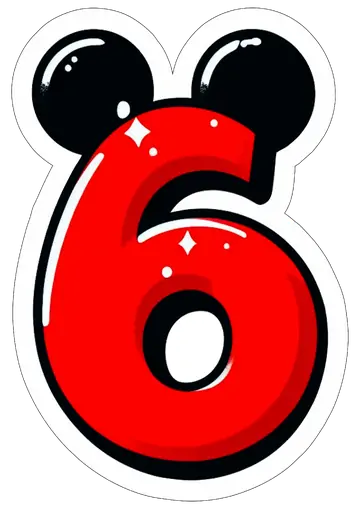 Número 6 com Orelhas do Mickey PNG