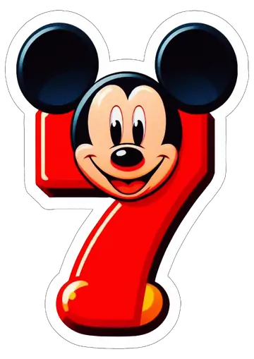 Número 7 com Rosto do Mickey PNG