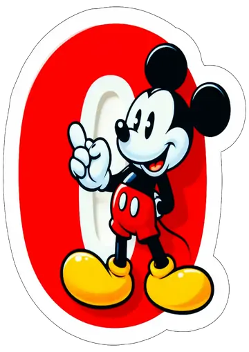 Mickey Mouse com Número 0 PNG