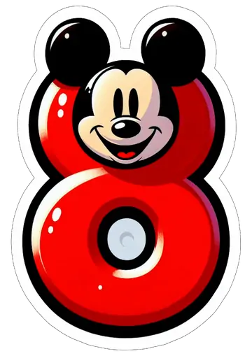Número 8 Temático Mickey Mouse PNG