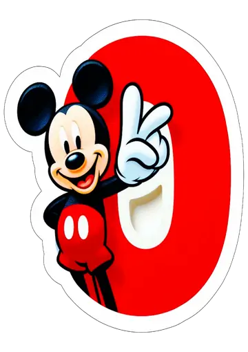 Mickey Mouse com Número 0 PNG