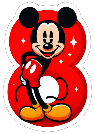 Mickey Mouse com Número 8 PNG