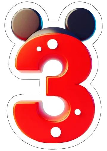 Número Três Tema Mickey Mouse PNG