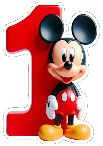 Mickey Mouse com Número Um PNG