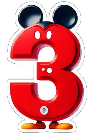 Número Três Estilizado Mickey PNG