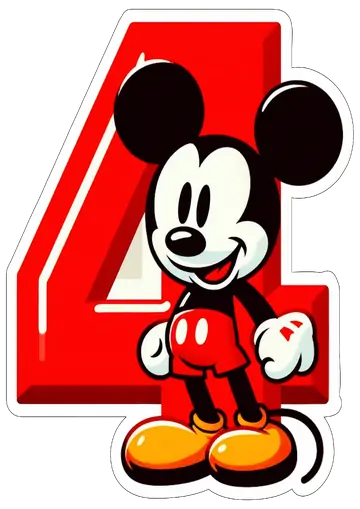 Mickey Mouse e Número Quatro PNG