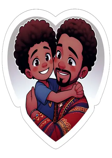 Pai e Filho em Formato de Coração PNG