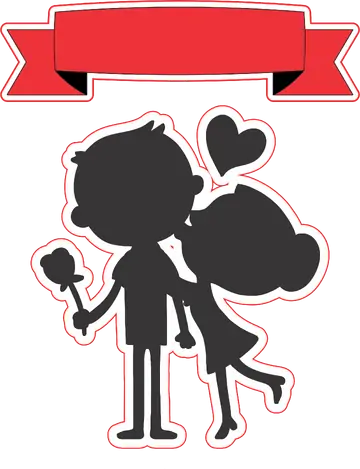 Casal Beijando Topo de Bolo PNG