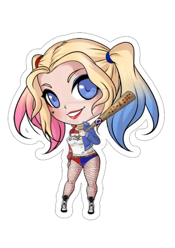 Arlequina Chibi Fofinha Desenho PNG
