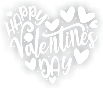 Coração Happy Valentines Day Branco PNG