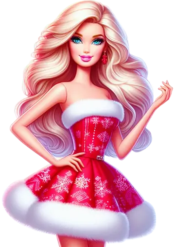 Barbie com Vestido de Natal PNG
