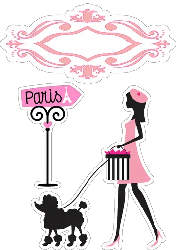 Menina Estilosa com Poodle em Paris PNG