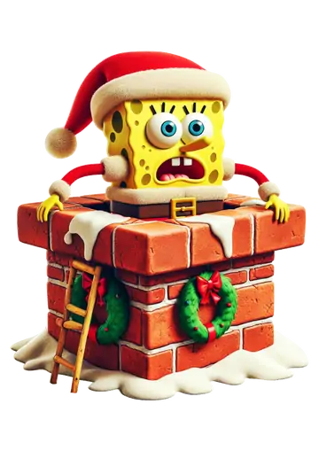 Bob Esponja na Chaminé de Natal PNG