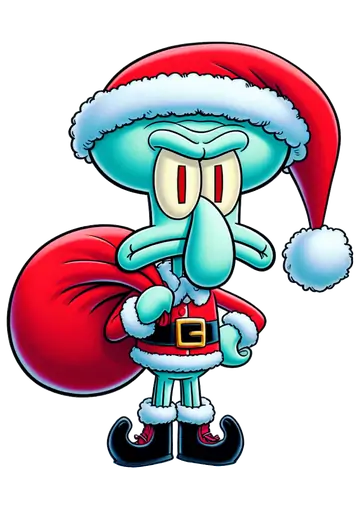 Molusco Fantasiado de Papai Noel com Saco PNG