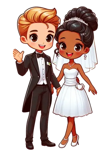Casal de Noivos em Desenho PNG