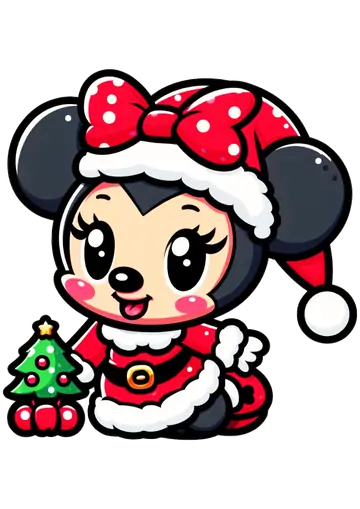 Minnie Mouse com Arvore de Natal PNG