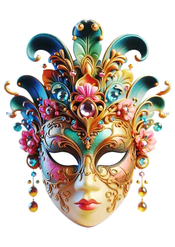 Máscara de Carnaval Brilhante com Joias PNG
