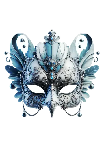 Mascara de Carnaval Azul Brilhante PNG