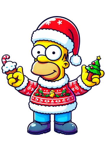 Homer Simpson com Roupa de Natal PNG
