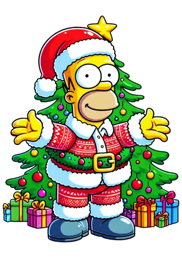 Homer Simpson na Árvore de Natal PNG
